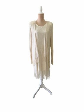 VINTAGE two piece Sharade Nites Lace Dress with Longline Cardigan